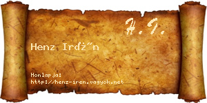Henz Irén névjegykártya