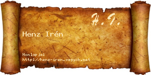 Henz Irén névjegykártya